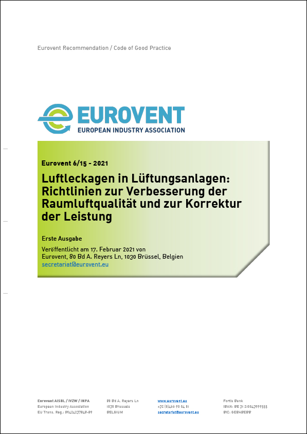 Eurovent 6/15 - 2021: Luftleckagen in Lüftungsanlagen - Erste Ausgabe