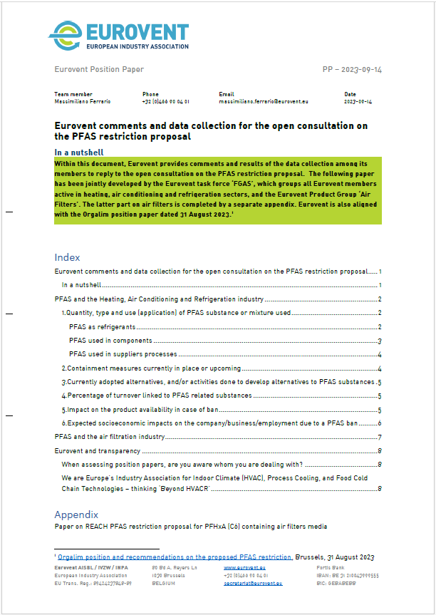 PFAS position paper